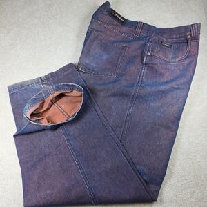 FUBU Denim Jeans Men 36x34 Blue Orange Iridescent Baggy Wide Leg Vintage 90s